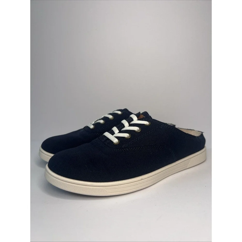 Spenco Womens 8.5 Navy Canvas Mule Sneakers Slip On Comfort Shoes NWOT
